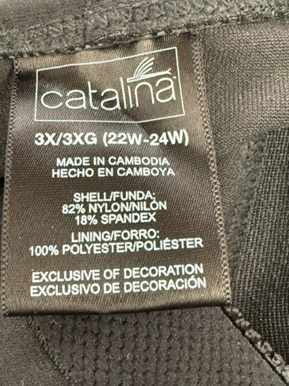 Catalina Black/Multi Color Racerback One Piece Swimsuit Padded Shelf Bra Size 3X - Picture 7 of 7